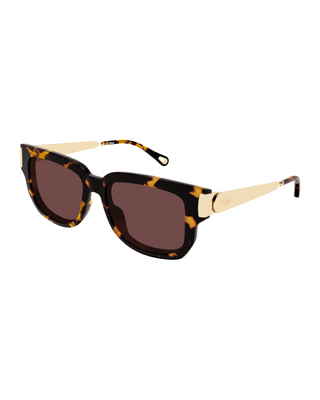 Chloe Bold Rectangle Sunglasses- Havana/Violet