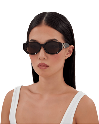 Chloe Marcie Narrow Oval Sunglasses- Havana Brown
