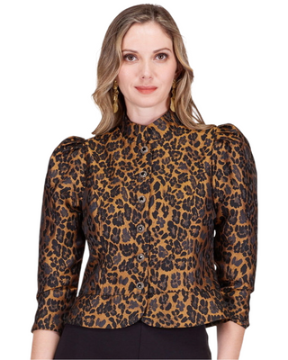 Leopard Luxe Puff Sleeve Jacket