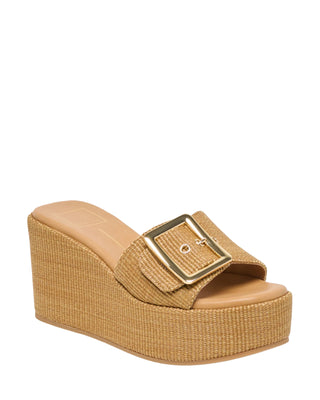 Jilian Platform Wedge Sandal- Mocha Raffia