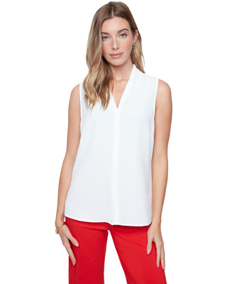 V-Neck Shell Top- Creme