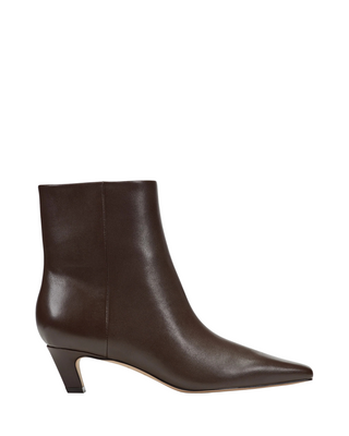 Danai Kitten Heel Leather Ankle Bootie- Dark Brown Leather