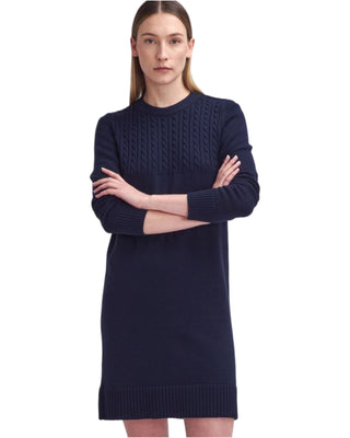 Stitch Guernsey Knitted Dress- Navy