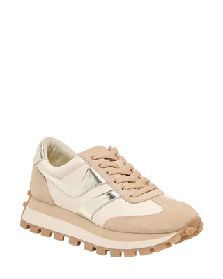 Tresa Sneaker- White + Gold Suede