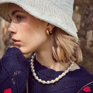 Baroque Pearl Collar Necklace- Ivory