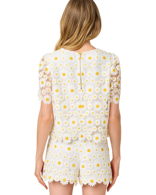 Louise Cropped Top- Resort White Fresh As A Daisy Lace