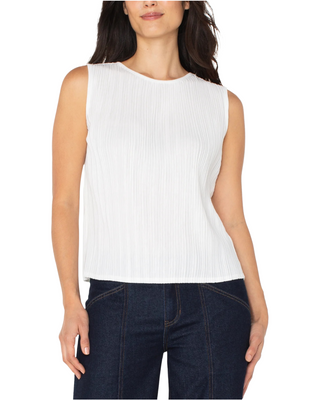 Sleeveless Boat Neck Knit Top- Vintage White