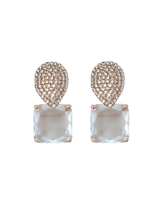 Clear Crystal Retro Pave Statement Earrings