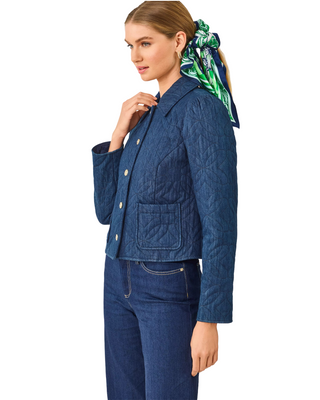 Peyser Quilted Denim Jacket- Dark Wash Butterfly Indigo