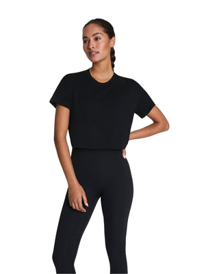 Outpace Cropped Tee- Very Black