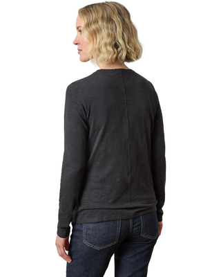 Long Sleeve V-Neck Tee- Black