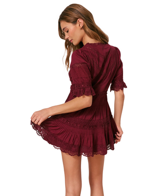 Lilias Cotton Mini Dress- Spiced Berry