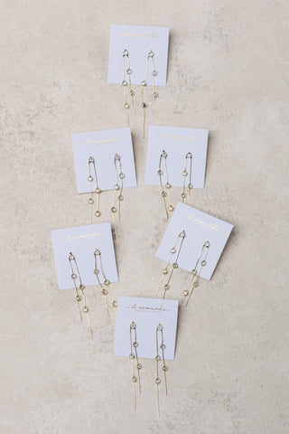 Gold & Crystal Minimalist Duster Drop Earrings