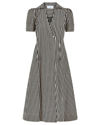 Clark Dress- Ganache Pinstripe