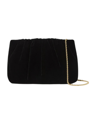 Serena Gathered Clutch- Black Velvet