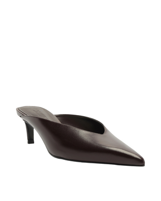 Loren Mid Mule Pump- Dark Brown