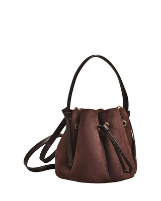 Laguna Mini Bucket Bag- Chocolate Suede