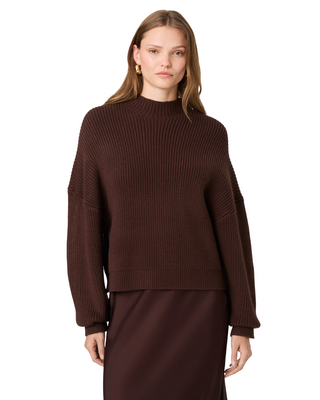 Babysoft Mockneck Rib Pullover- Cocoa Brown