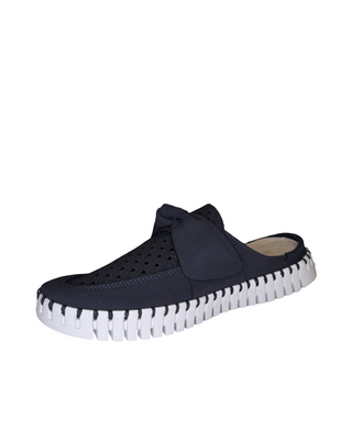 Tulip Slip-On Bow Mule- Dark Indigo