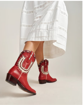 The Jolene Boot- Crimson/Bone