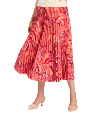 Cara Pleated Skirt- Peachy Floral