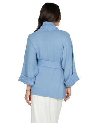 Willow Wrap Cotton Cashmere Sweater- Blue