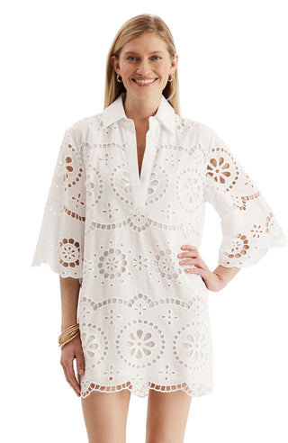 Penny Eyelet Tunic Dress- White