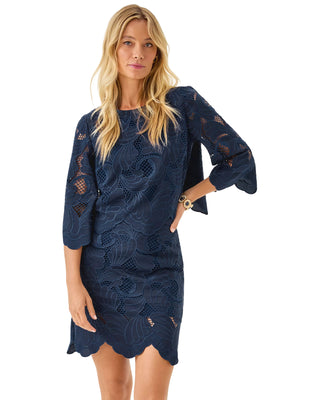 Amabel Long Sleeve Cropped Top- Low Tide Navy Sway With Me Scalloped