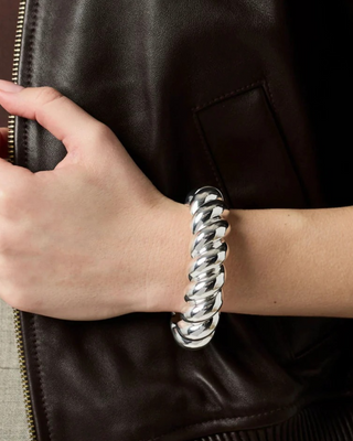 Ravello Statement Hinge Bangle- Silver