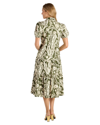 Portia Dress- Wild Paisley Loden Gold
