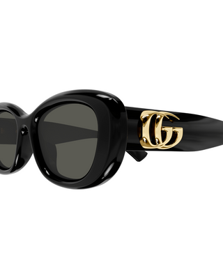Gucci Oval Marmont Sunglasses- Black + Grey