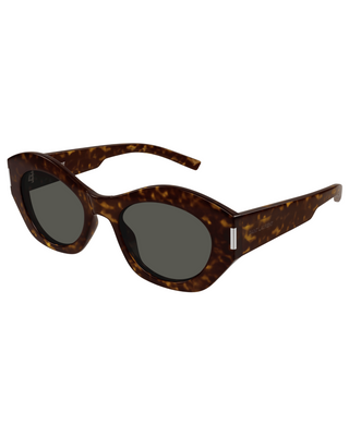 YSL Bold Geometric Cat-Eye Sunglasses- Havana
