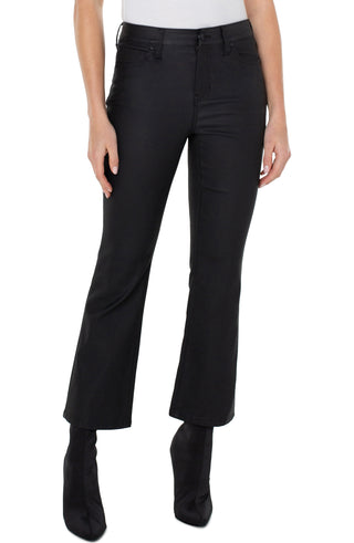 Hannah Cropped Flare Coated Denim Jeans- Black