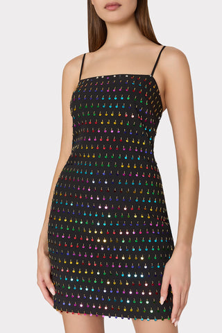 Colette Sequins Beaded Dress- Black + Rainbow