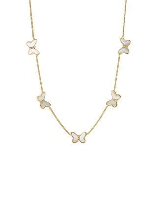 Papillon Delicate Station Necklace- Mother of Pearl