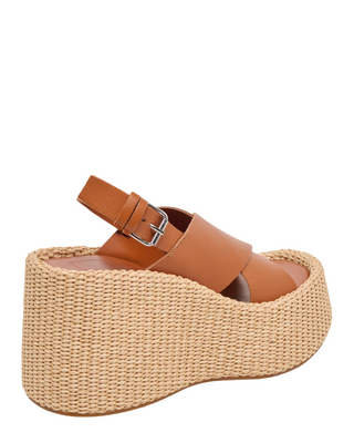 Skylar Platform Wedge Sandal- Brown Leather