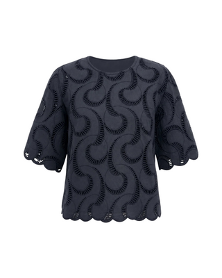Embroidered Top- Black Floral