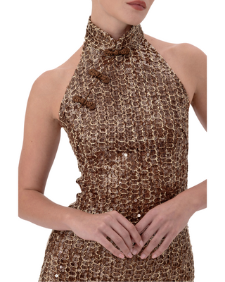 Jacqui Sequin Dress- Mocha