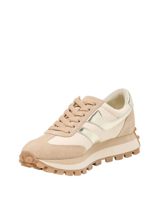 Tresa Sneaker- White + Gold Suede