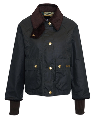 Cropped Beadnell Wax Jacket- Sage/Ancient