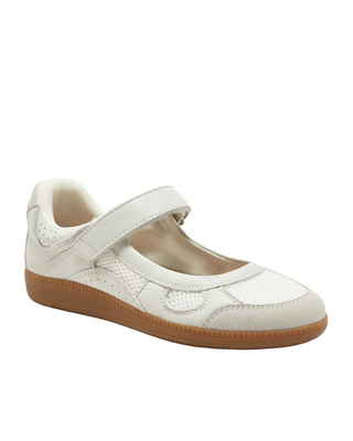 Samantha Sneaker- White Leather Mesh