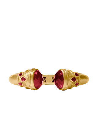Cannes Cuff- Gold- Iridescent Ruby Red