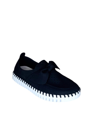 Tulip Slip-On Bow Loafer- Black