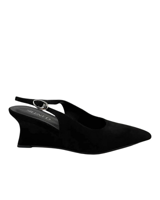 Celein Slingback Wedge- Black Suede