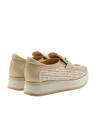 Coro Slip-On Sneaker- Silver + Almond Raffia