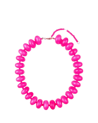 Bailey Chunky Beaded Necklace- Hot Pink