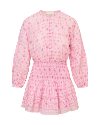 Janis Floral Cotton Voile Mini Dress- Raspberry Fields