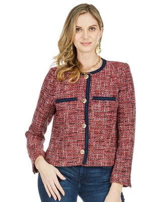 Red + Navy Tweed Jacket