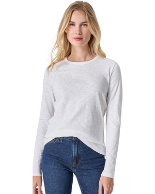 Long Sleeve Crewneck Tee- White
