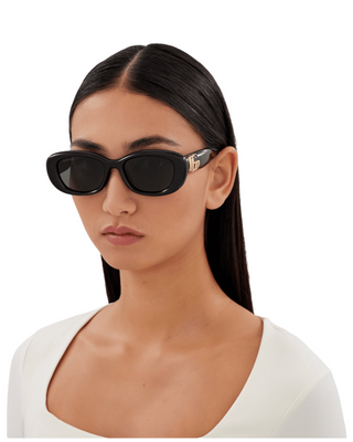 Gucci Oval Marmont Sunglasses- Black + Grey